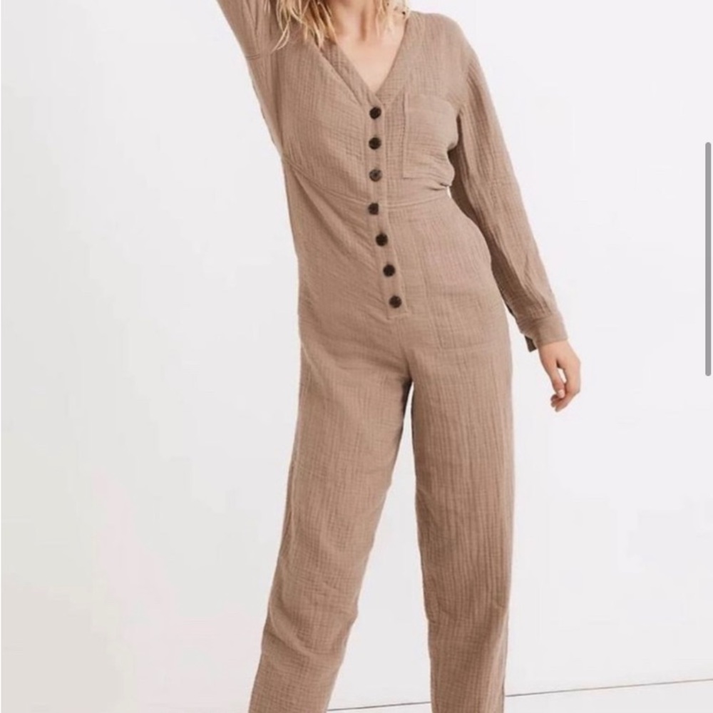NWT Madewell Guaze Jumpsuit in Warm Hickory neutral taupe color